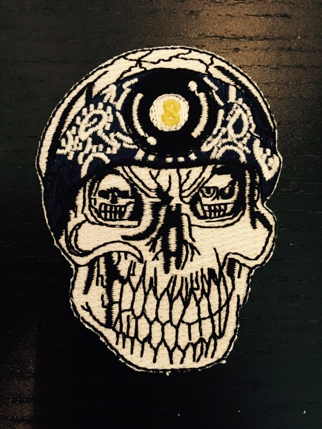 SKULL WITH 8 BALL BANDANNA PATCH