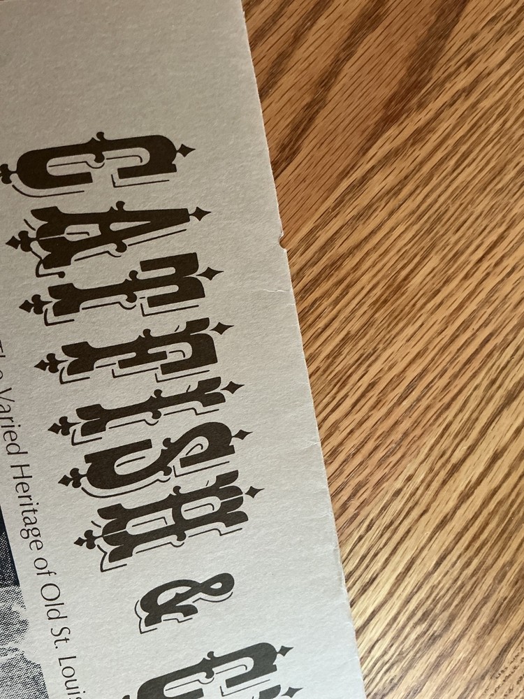 Vintage Catfish & Crystal Restaurant Menu, St. Louis, Mo.