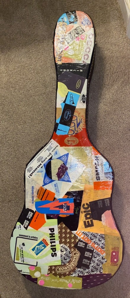 COOL DECOUPAGED PLUSH LINED HARD-SHELL GUITAR CASE HSC