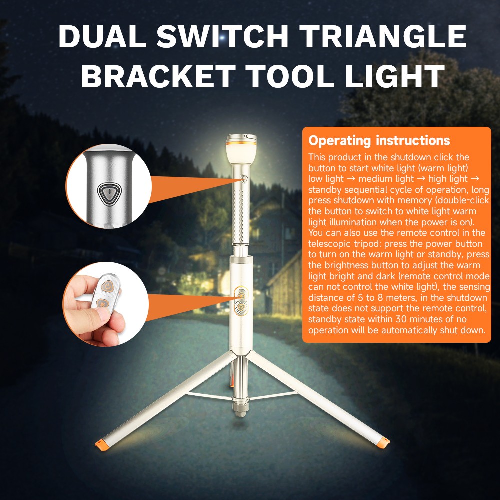 Smart Rechargeable Magnetic LED Flashlight Adjustable Height Camping Light US