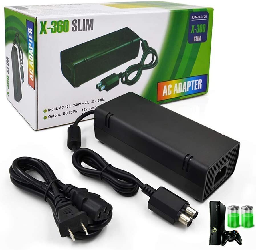 For Microsoft Xbox 360 Slim/S Power Supply Brick AC Adapter Charger w/Power Cord
