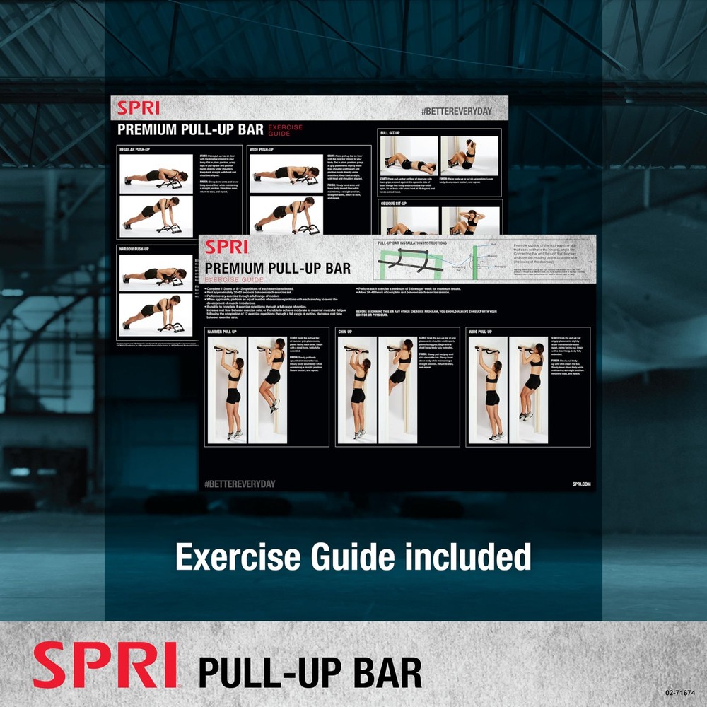 SPRI Pull Up Bar - 8-Grip Door Frame Mounting Pull-Up Bar for Versatile Work...