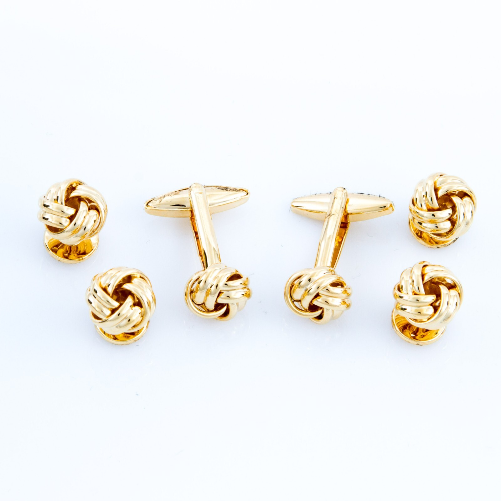 MRCUFF Gold Knot Cufflinks & Studs Set 2 cufflinks and 4 shirt studs bulk packed