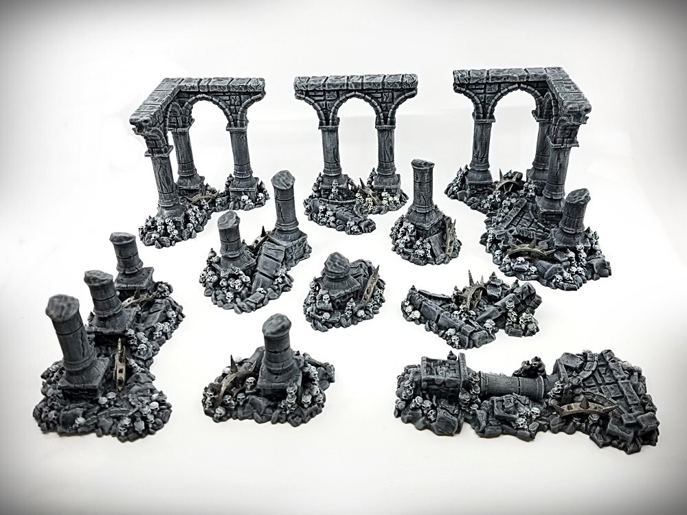 Ruined Columns - Grimdark- Deluxe Bundle (Large)- Tabletop Wargaming RPG terrain