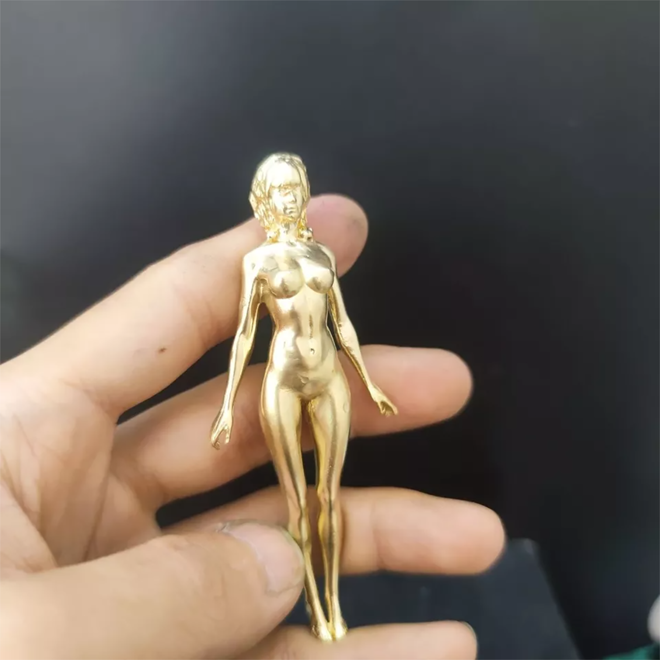 3.5" Solid Brass Girl Nude Female Body Beautiful Statue Body Art Hand Grip