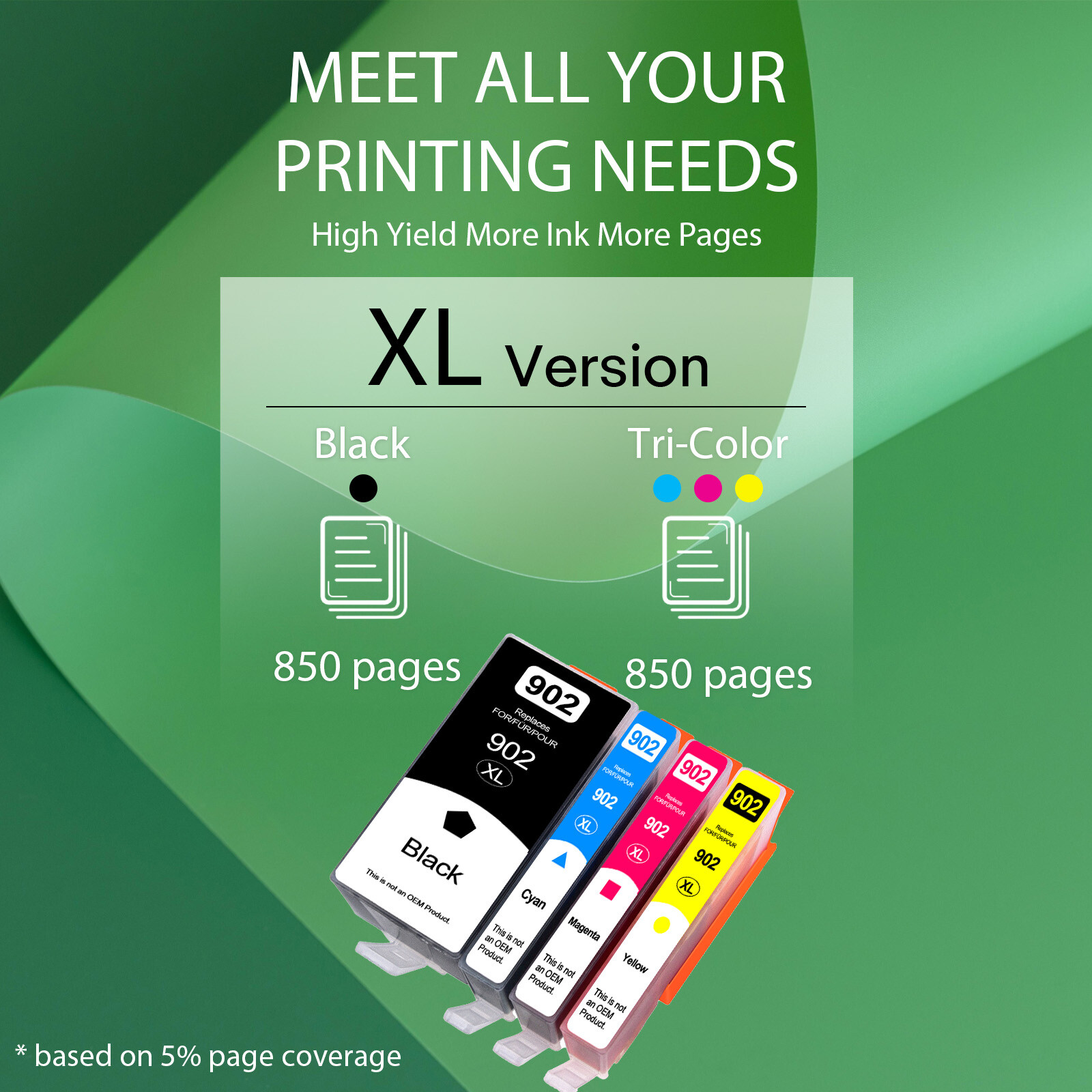 CYBM H902XL Color Ink Cartridge For HP OfficeJet 6962 Pro 6958 6960 6968 6970