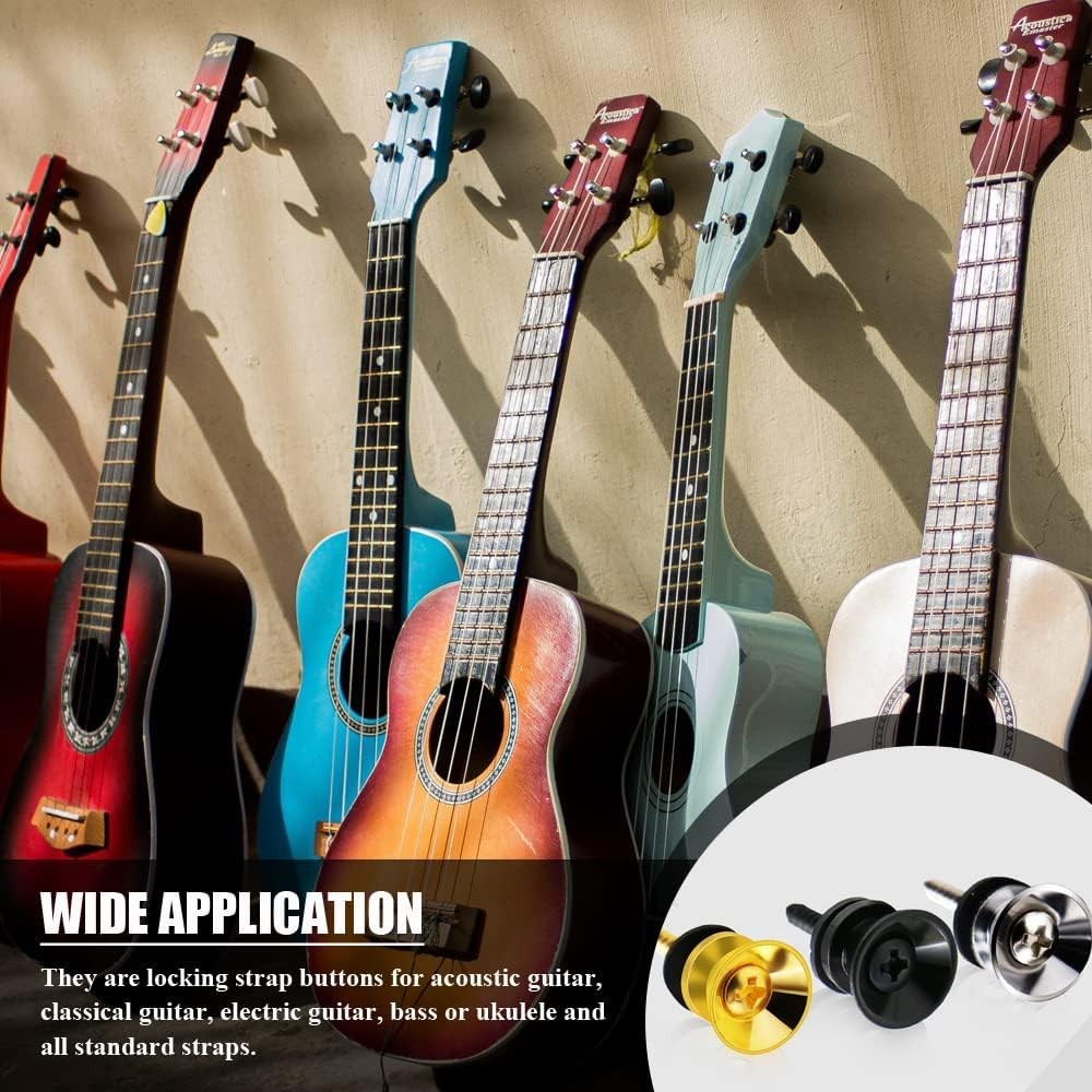 Classic Chrome Silver Guitar Strap Locks with Smooth Edges for All Instruments