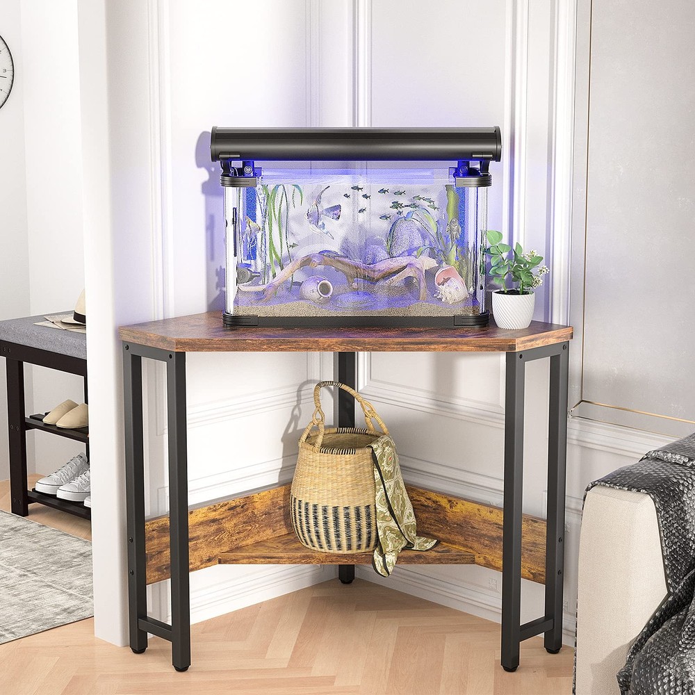 Corner Small Desk with Outlets Corner Table for Small Space Industrial Comput...