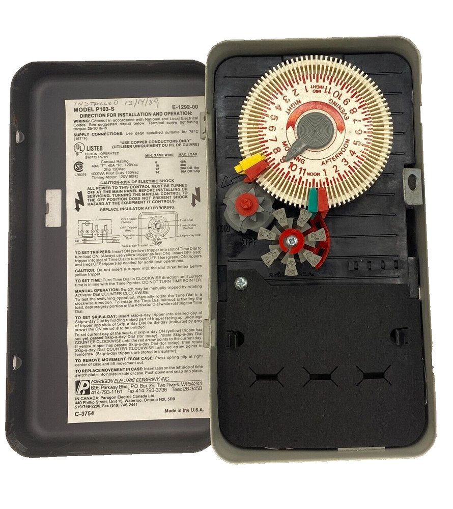 PARAGON P103-S ELECTRONIC TIME CONTROL SINGLE CHANNEL PROGRAMMABLE 24 HOUR 🎯