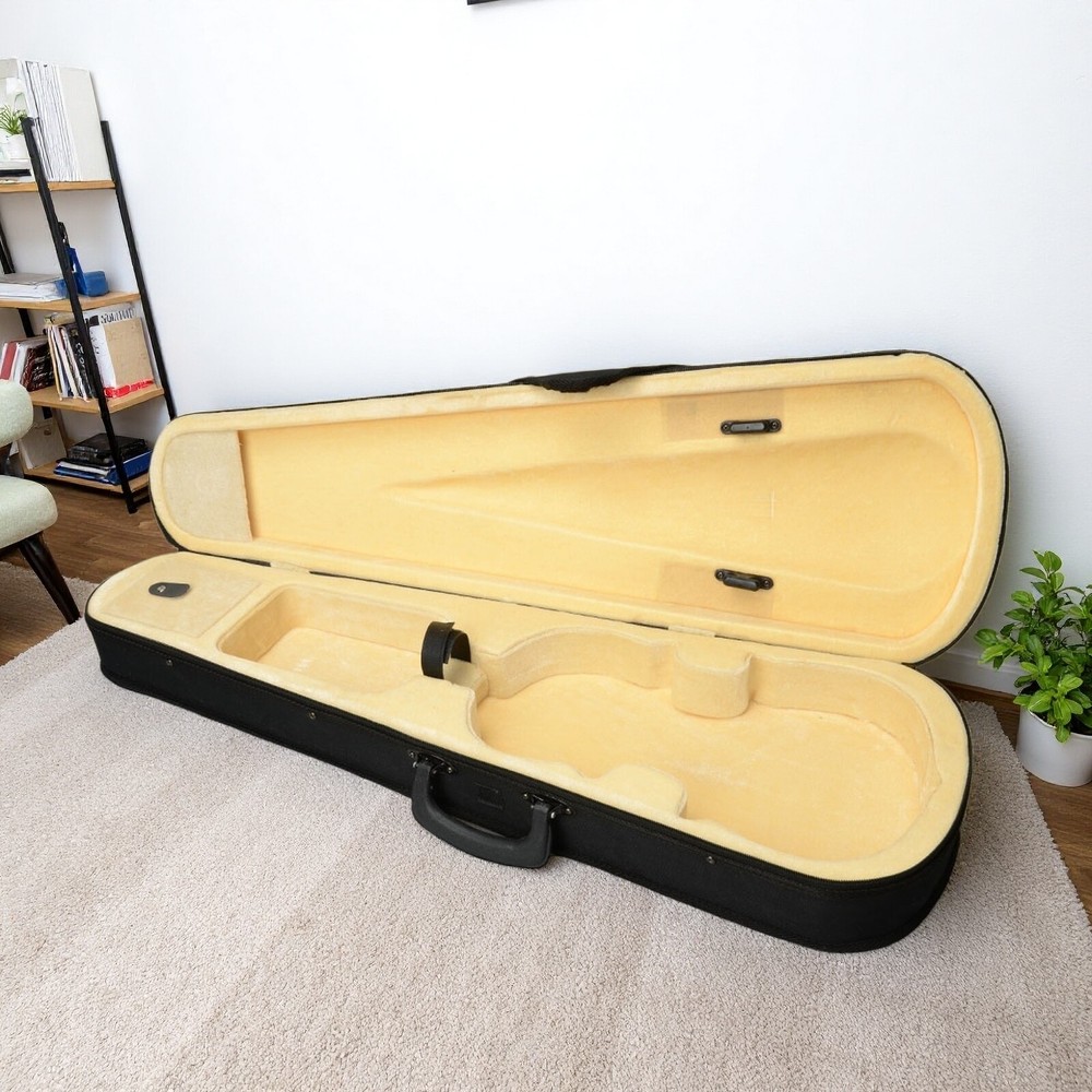 Black Violin Case - 4/4, Beige Interior, Triangle & Durable Cloth Fluff