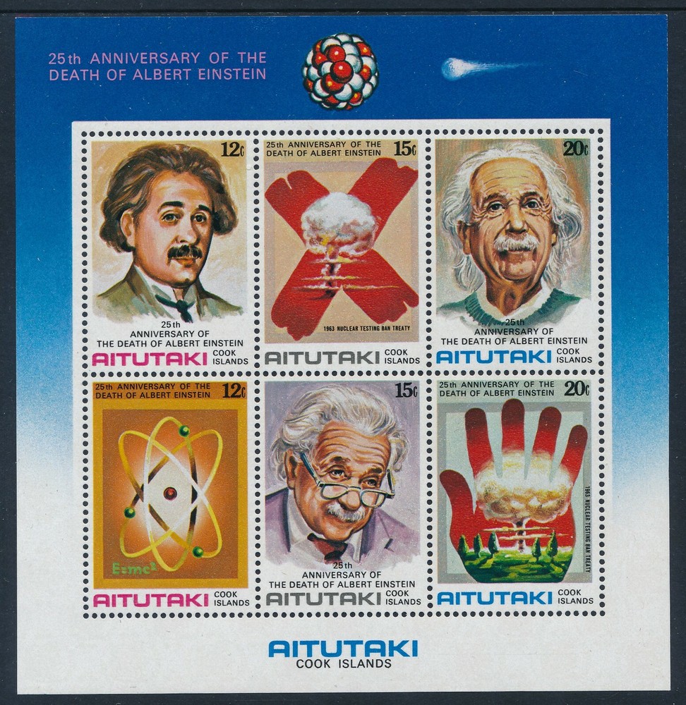 1980 AITUTAKI ALBERT EINSTEIN MINI SHEET FINE MINT MNH/MUH