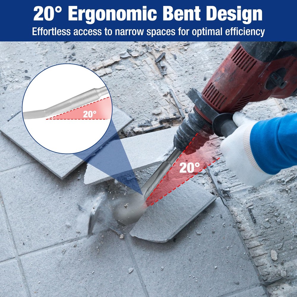 WORKPRO 3-inch SDS Plus Chisel, Cranked Angled Bent Tile Removal Chisel for...