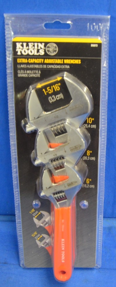 Klein Tools D5073 Extra-Capacity Adjustable Wrenches, 3 Pieces