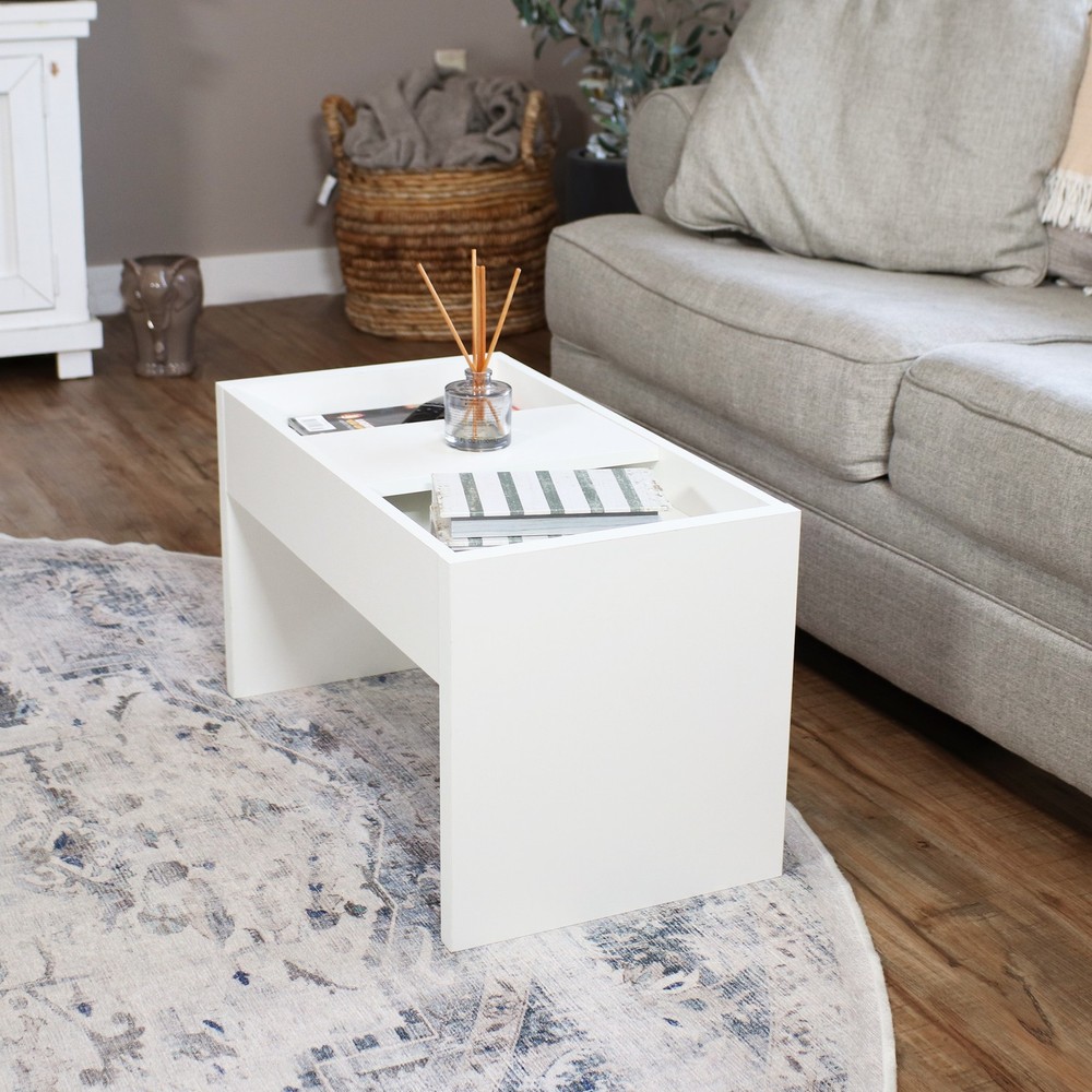 2-in-1 Multi-Use Accent Side Table - White by Sunnydaze
