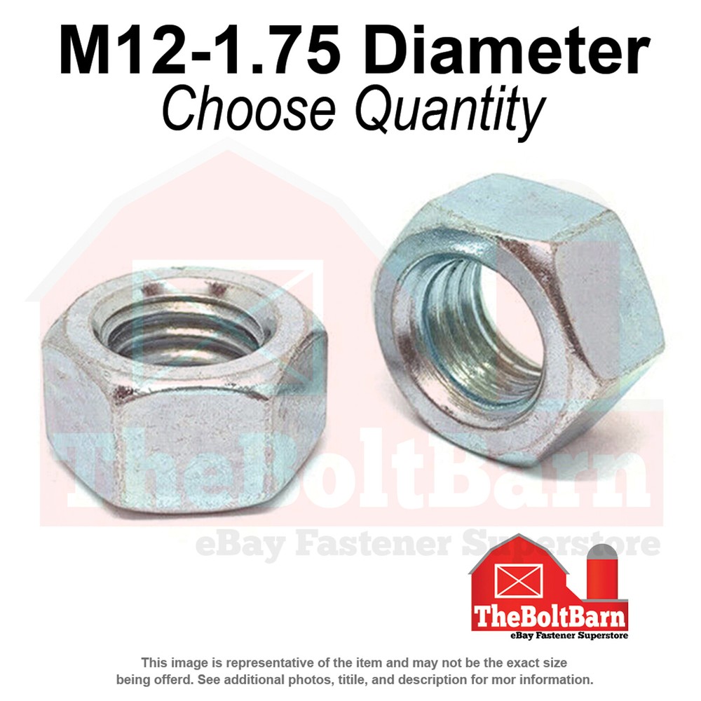 M12-1.75 Class 8 Finished Hex Nut Zinc Clear Coarse Thread (Pick Quantity)