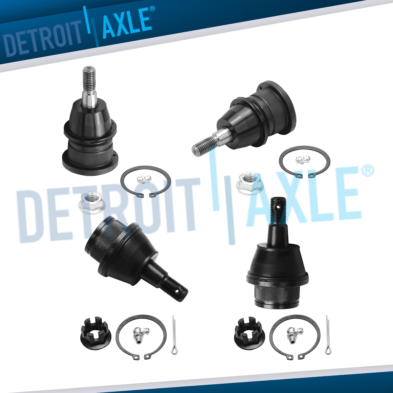 4pc Front Upper and Lower Ball Joints for Chevy GMC Silverado Sierra 1500 Yukon