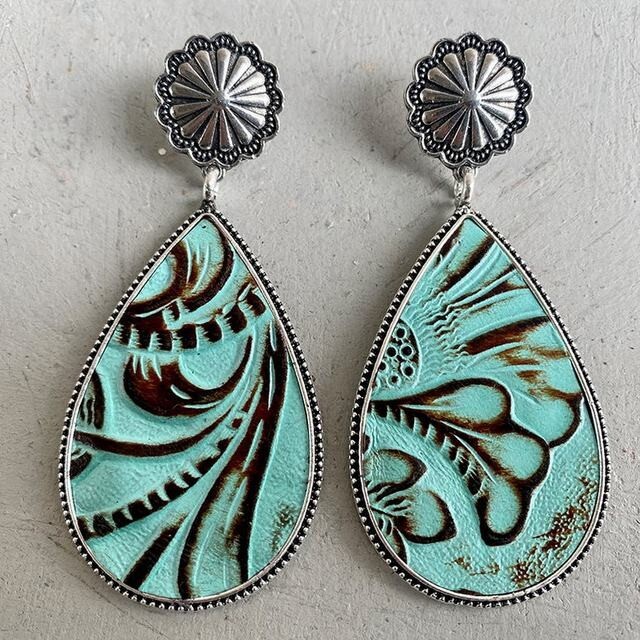 Western Teardrop Concho Earrings