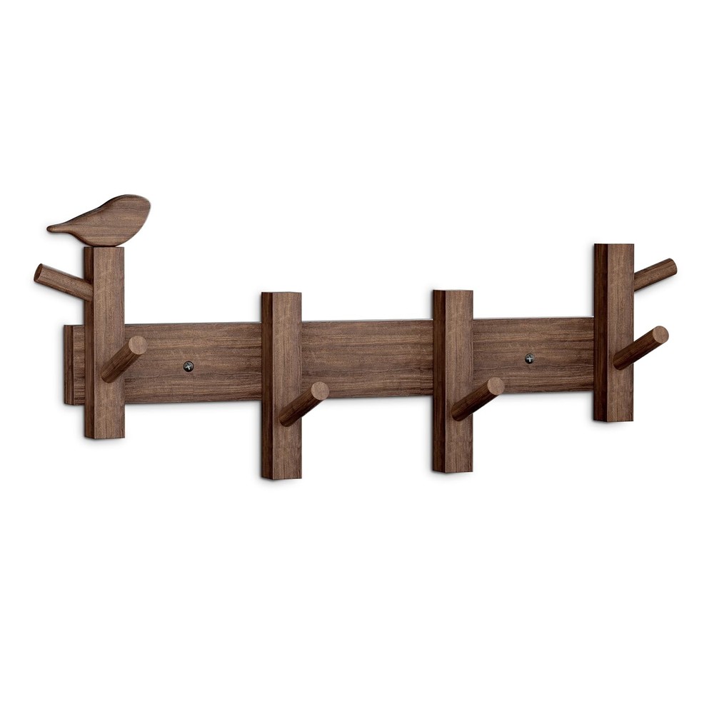 Coat Rack Wall Mount，Solid Acacia Wall Mounted Coat Rack with 4+2 Heavy Duty ...