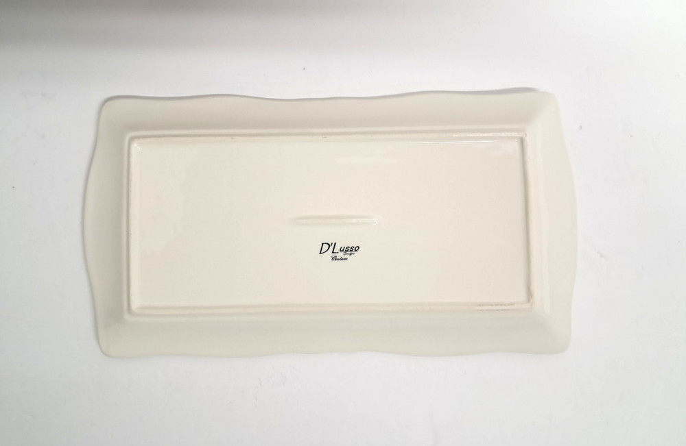 D Lusso Designs Couture Ceramic Serving Platter Dish White Gray