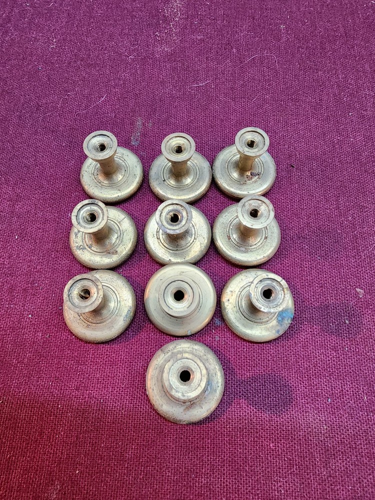 Lot of 10  Vtg Brass Round Drawer Knobs Pulls Cabinet Hardware