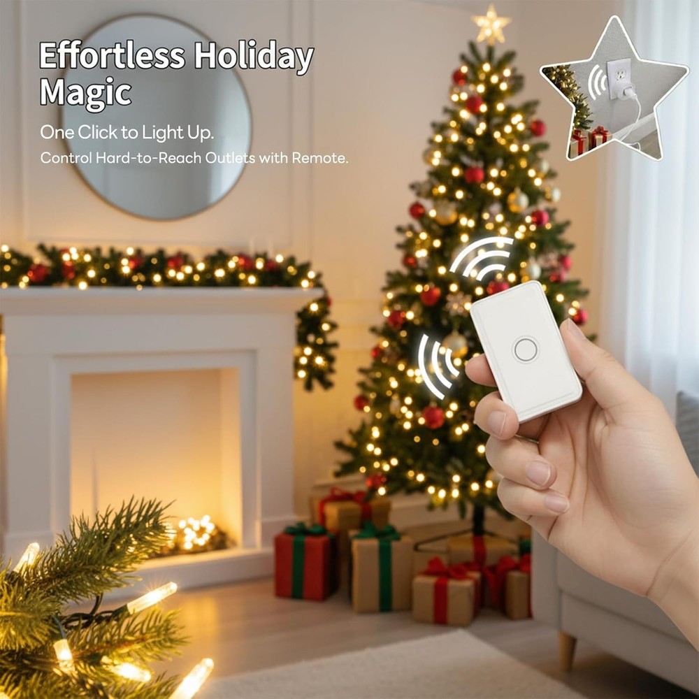 Remote Control Outlet Switch - Wireless, 656ft Range for Lights & Appliances