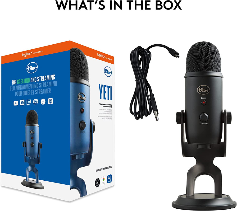 Logitech Creators Blue Yeti USB Microphone for PC, Mac, Gaming, Recording, Strea