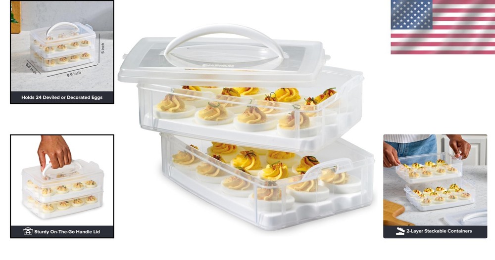 Elegant 2-Layer Deviled Egg Carrier, Holds 24 Eggs - BPA-Free Storage Solution