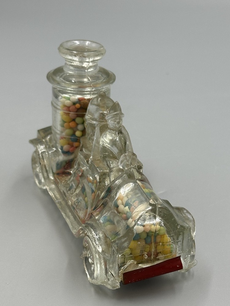 1920s FIRE ENGINE Large Boiler GLASS CANDY CONTAINER Antique A&E 220
