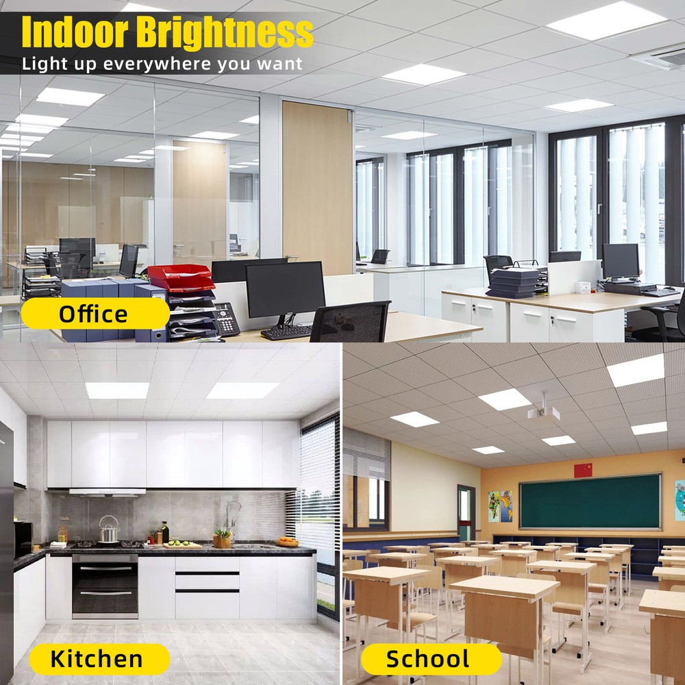 4 Pack 2x2Ft LED Panel Light Drop Ceiling Flat Panel Recessed Troffer Fixtures