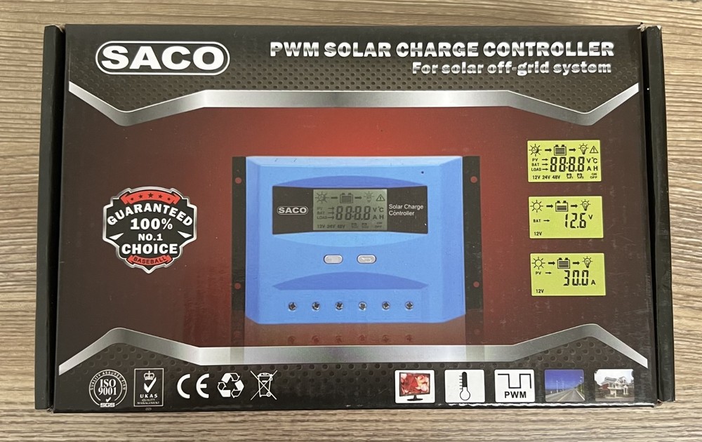 SACO - 40A PWM Solar Charge Controller - 12/24V Auto Sensing