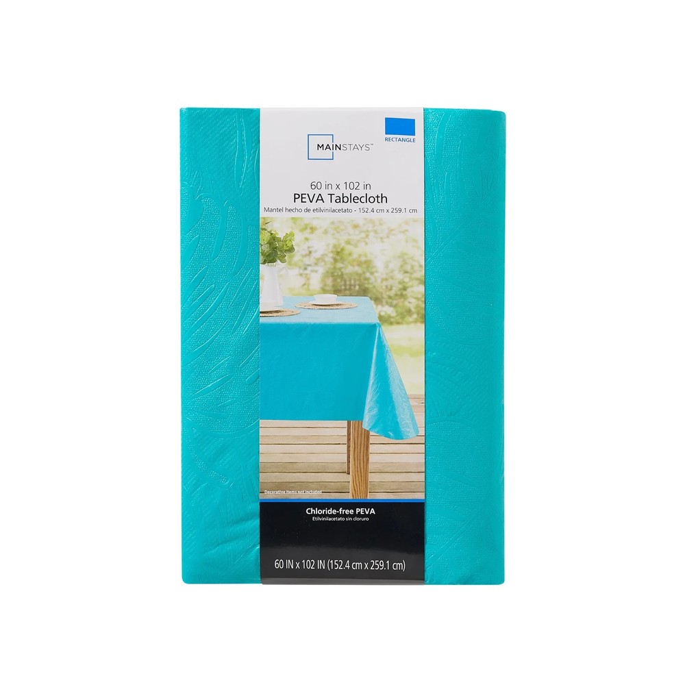 Mainstays 60" x 102" PEVA Rectangular Tablecloth - Leaf Embossed Aqua