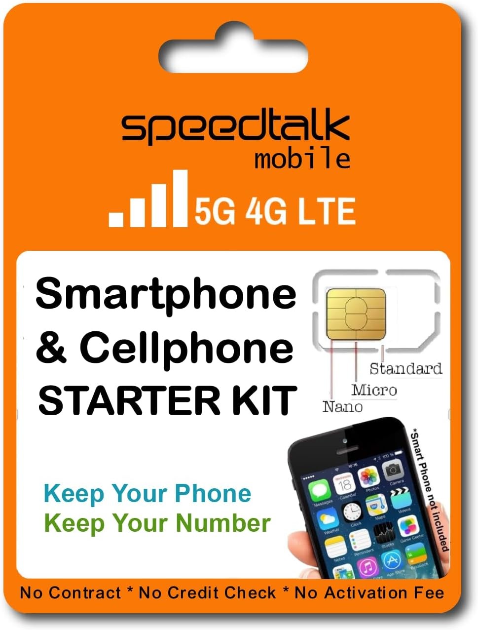 SpeedTalk Mobile Pre-Paid SIM Card Starter Kit – No Contract Wireless Plans...