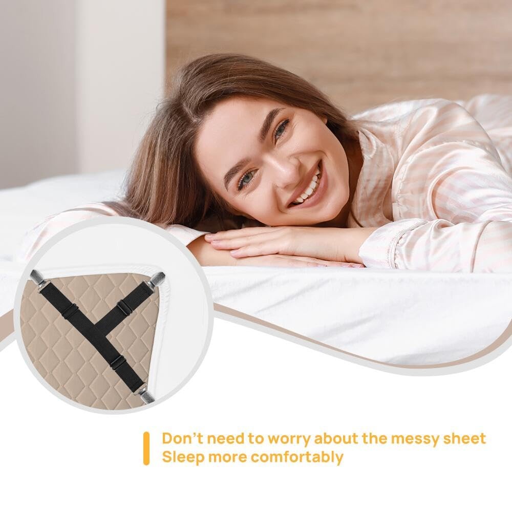 4 Pcs Bed Sheet Straps with Metal Clips Adjustable Fitted Bed Sheet Holders