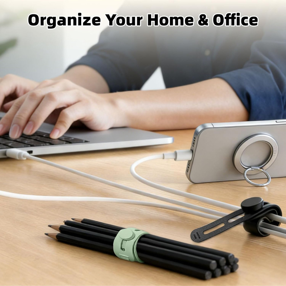 Silicone Cable Ties Reusable, Multipurpose Cable Management Organizer, Adjustabl