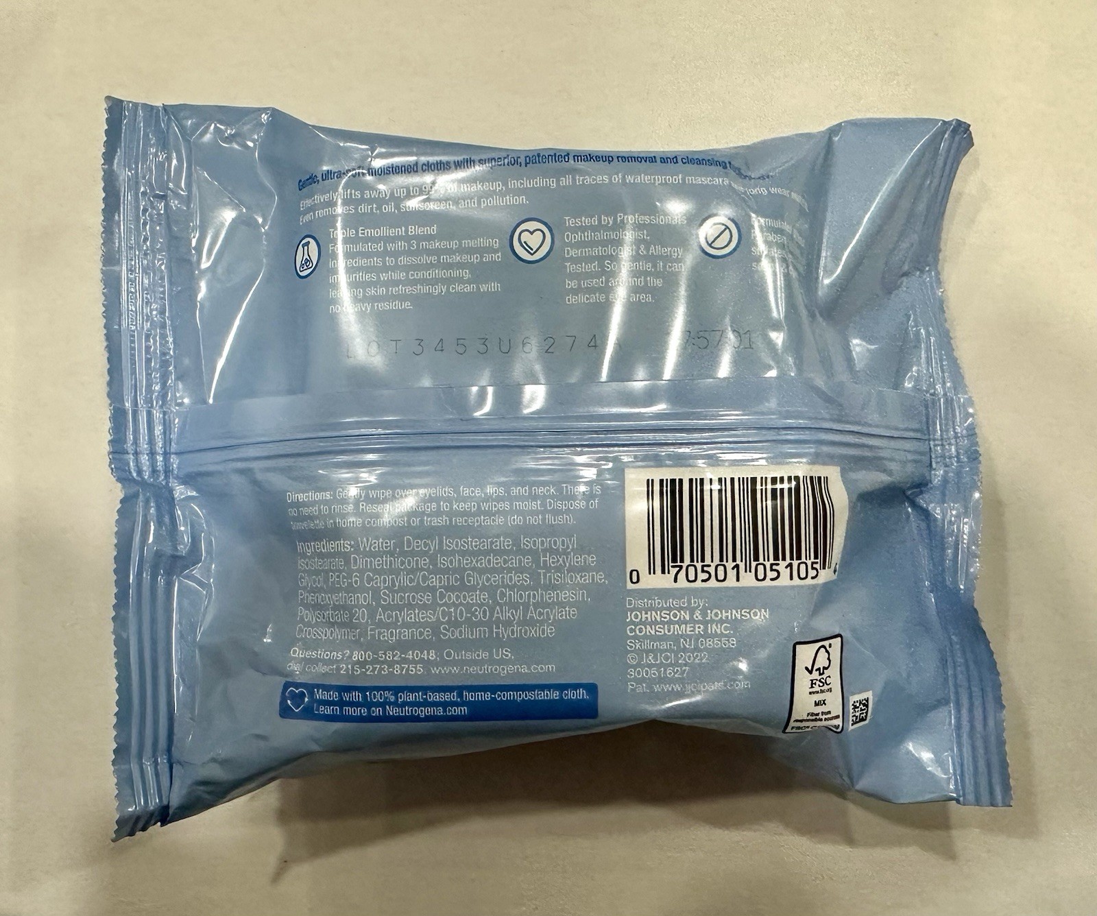 Pack Of (5) - Neutrogena Make-Up Remover Cleansing Towelettes 25pcs Per Pack