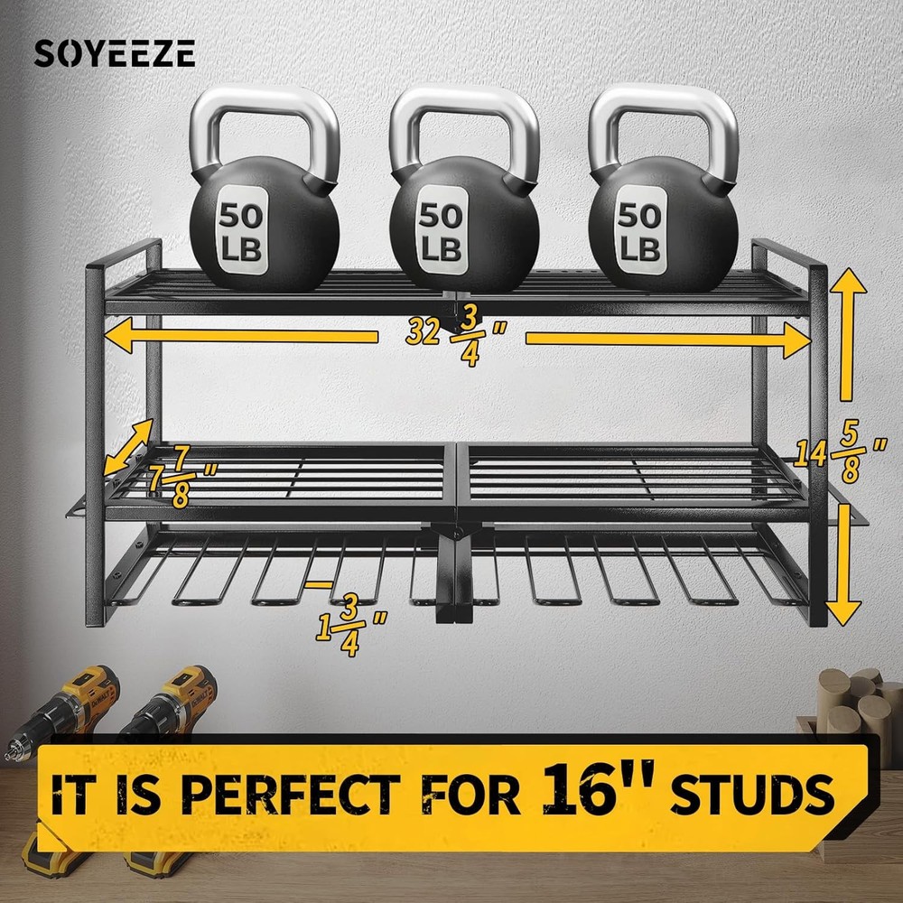 Power Tool Organizer 8 Drill & Screwdriver Wall Mount 3 Layer Storage Rack