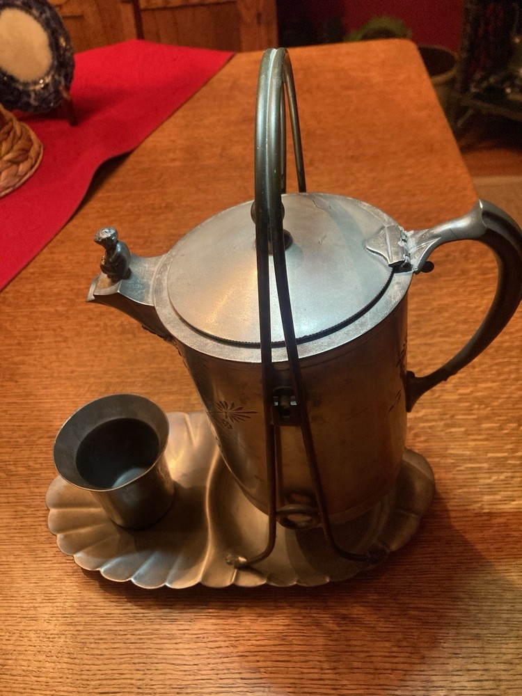 Antique Rogers Smith Tilting Water Pitcher Set Silverplate 1868