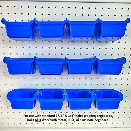 12 Pack Removable Pegboard Bins with Hooks Wall Mounted Storage Bins Organizer