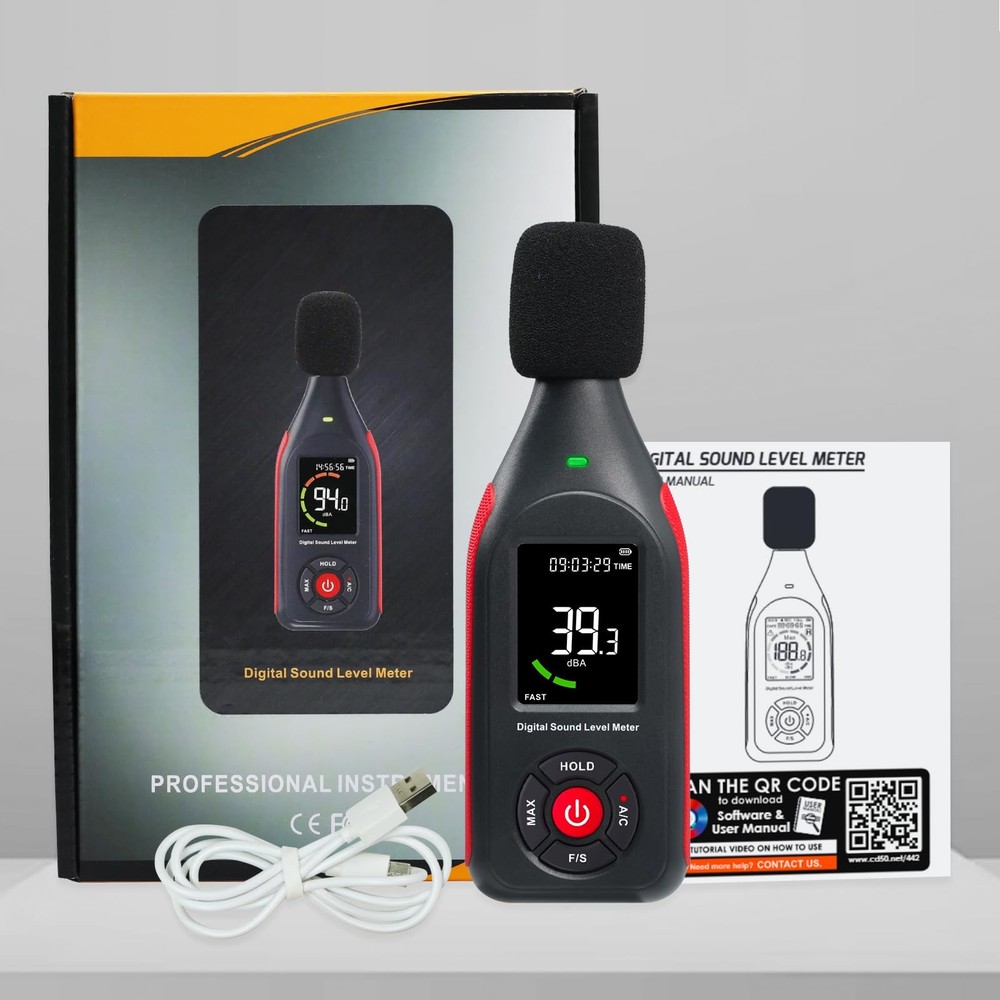 Decibel Meter Data Logger, Digital Sound Level Meter with Recording, dB Meter...