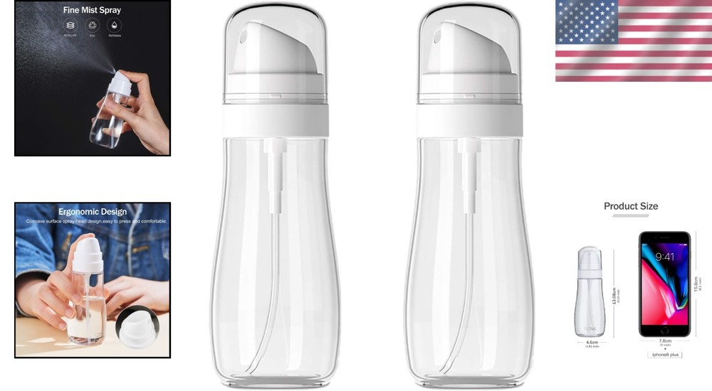 Fine Mist Refillable Spray Bottles - 2 Pack 3.4oz for Perfume & Essential Oils