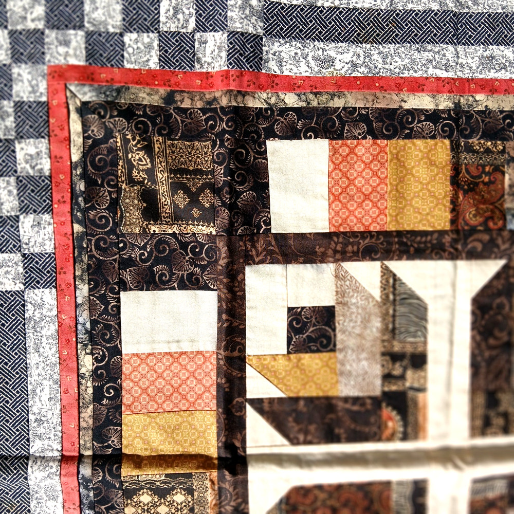 Gentlemans Patchwork Throw / Wall Quilt 200 Individual pcs 31” X 31” Mod Design