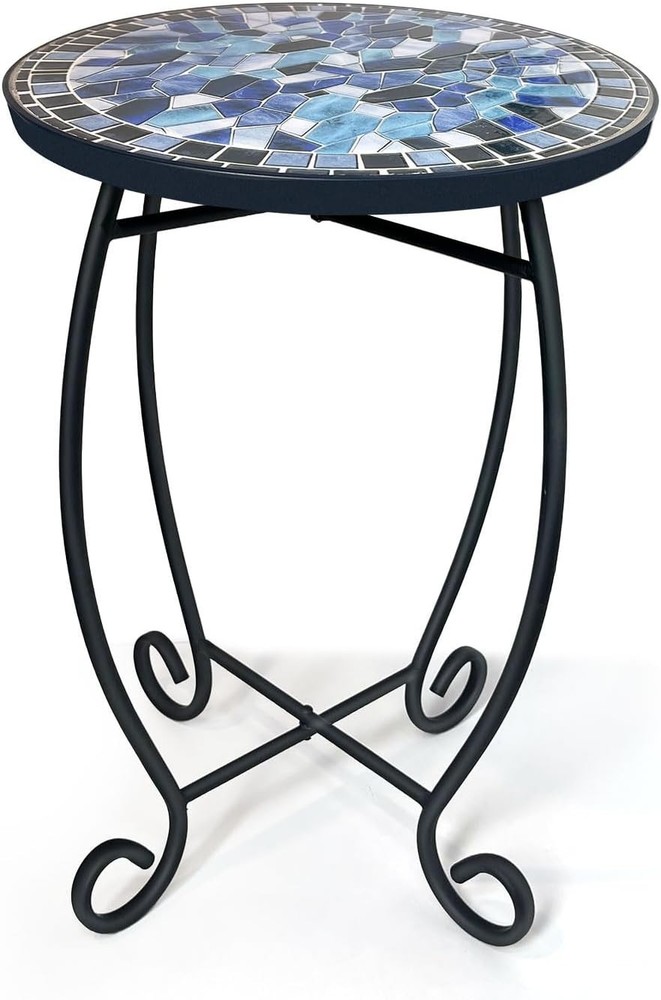 Compact & Elegant Ceramic Outdoor Side Table - Easy Assembly, 12-Inch