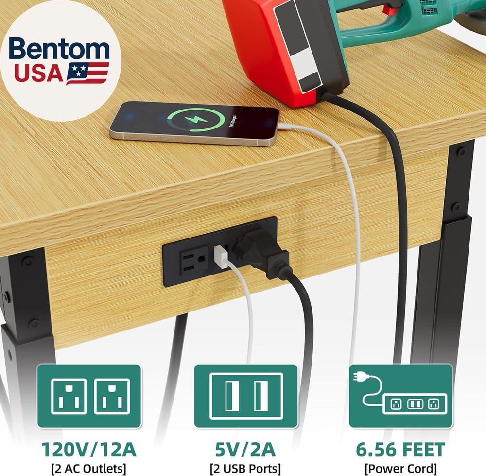 Adjustable Workbench 60 Inch Rolling Garage Table