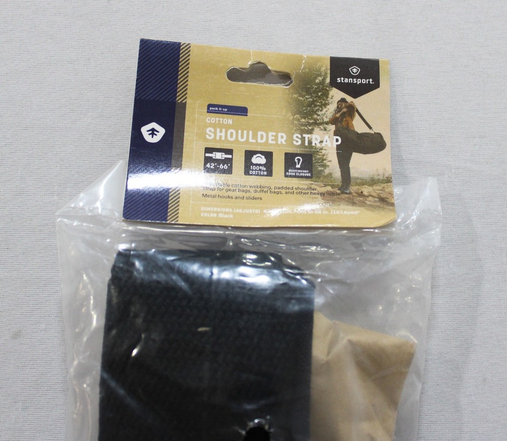 Stansport Solid Adjustable Padded Cotton Shoulder Strap EJ3 Black One Size NWT