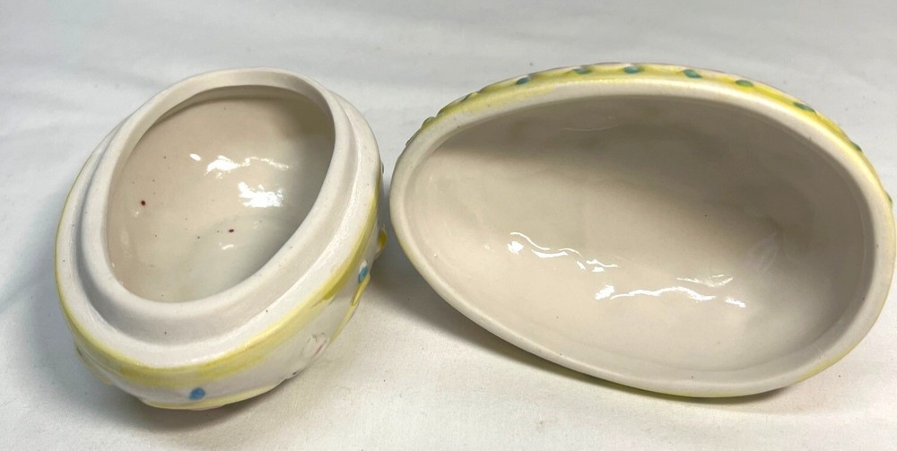 Easter Bunny Ceramic Decorative Egg Shaped Box With Lid