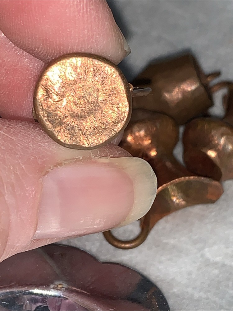 Vtg. 6 Pc Miniature Copper And Silver Plated Tea Set C-2