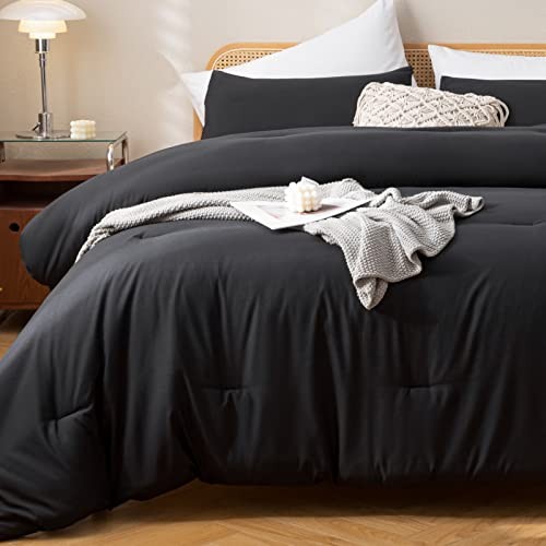 Comforter Set Queen, 3pcs(1 Boho Comforter & 2 Queen Comforter 90"x90" Black