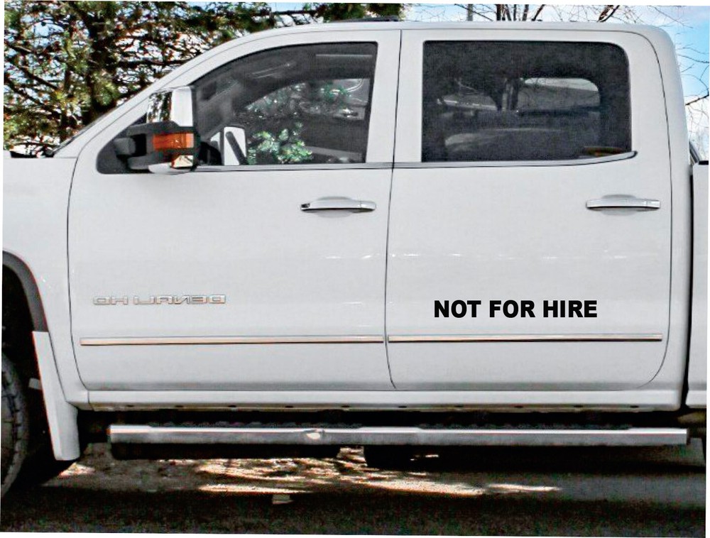 2  Black  NOT FOR HIRE Decals, SET,  DOT sized