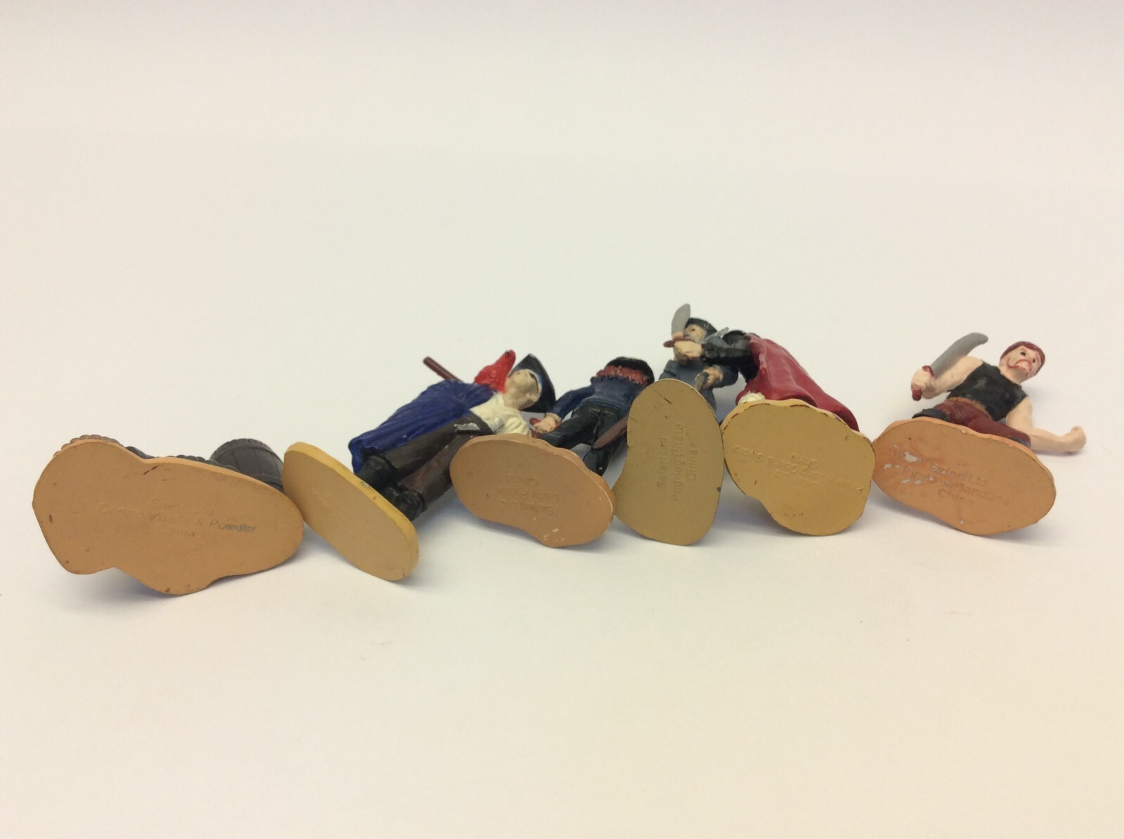 Lot of 6 Safari LTD Pirate Figures Toys Barrels Made in China Figurines