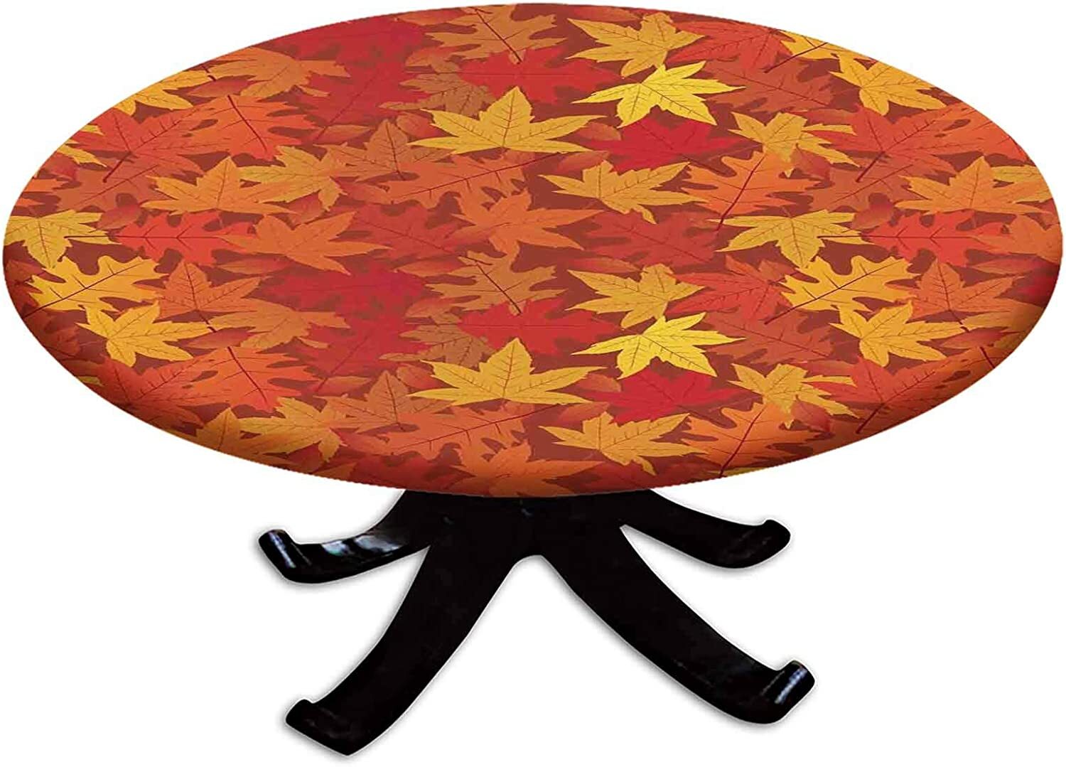 Marble Fitted Tablecloth Round, Edge Elastic Waterproof Polyester Table Covers